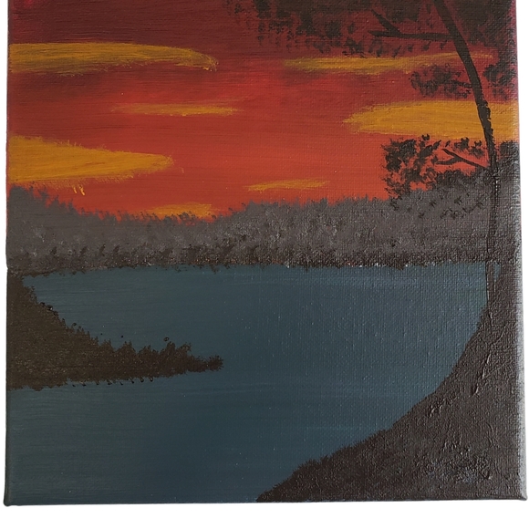 Pendleton Red Rob Roy Luxe Throw & Handmade Acrylic Sunset Canvas Painting NEW - Picture 5 of 11